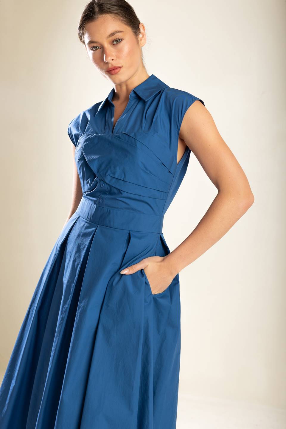 DREAMY IMPRESSION WOVEN MIDI DRESS Flying Tomato