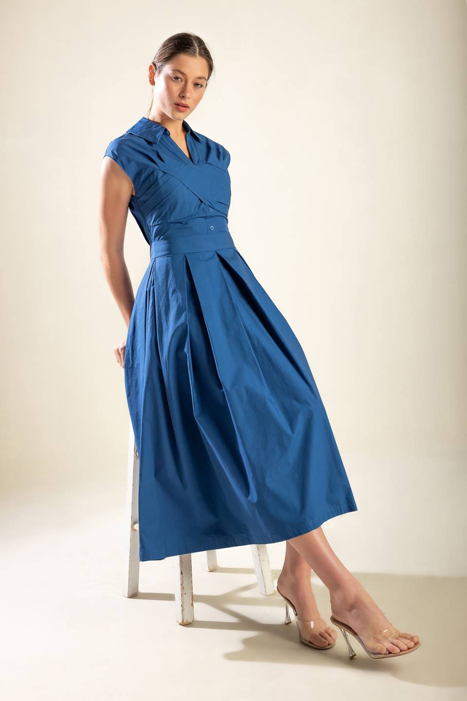 DREAMY IMPRESSION WOVEN MIDI DRESS Flying Tomato