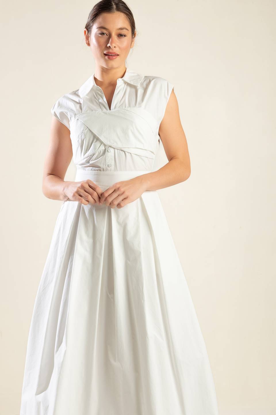 DREAMY IMPRESSION WOVEN MIDI DRESS Flying Tomato