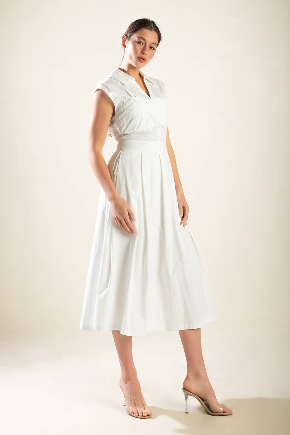 DREAMY IMPRESSION WOVEN MIDI DRESS Flying Tomato