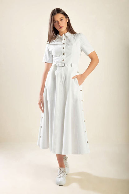 Tea Time Charm Woven Midi Dress