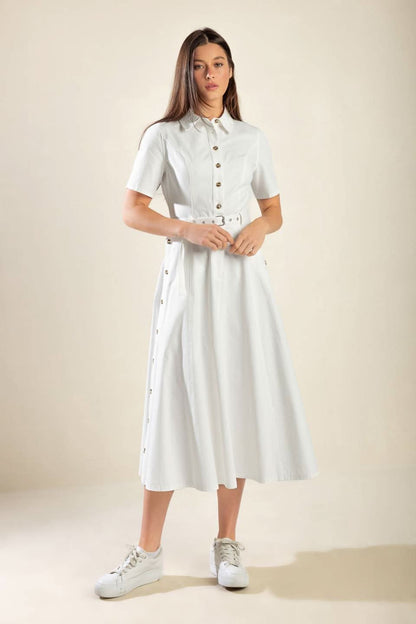 Tea Time Charm Woven Midi Dress