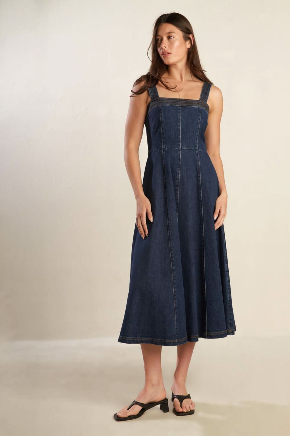 TERRIFIC TIMING DENIM MIDI DRESS