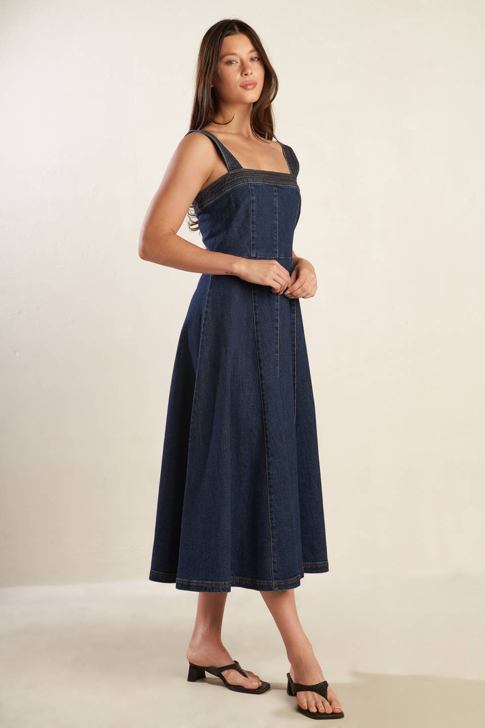 TERRIFIC TIMING DENIM MIDI DRESS Flying Tomato