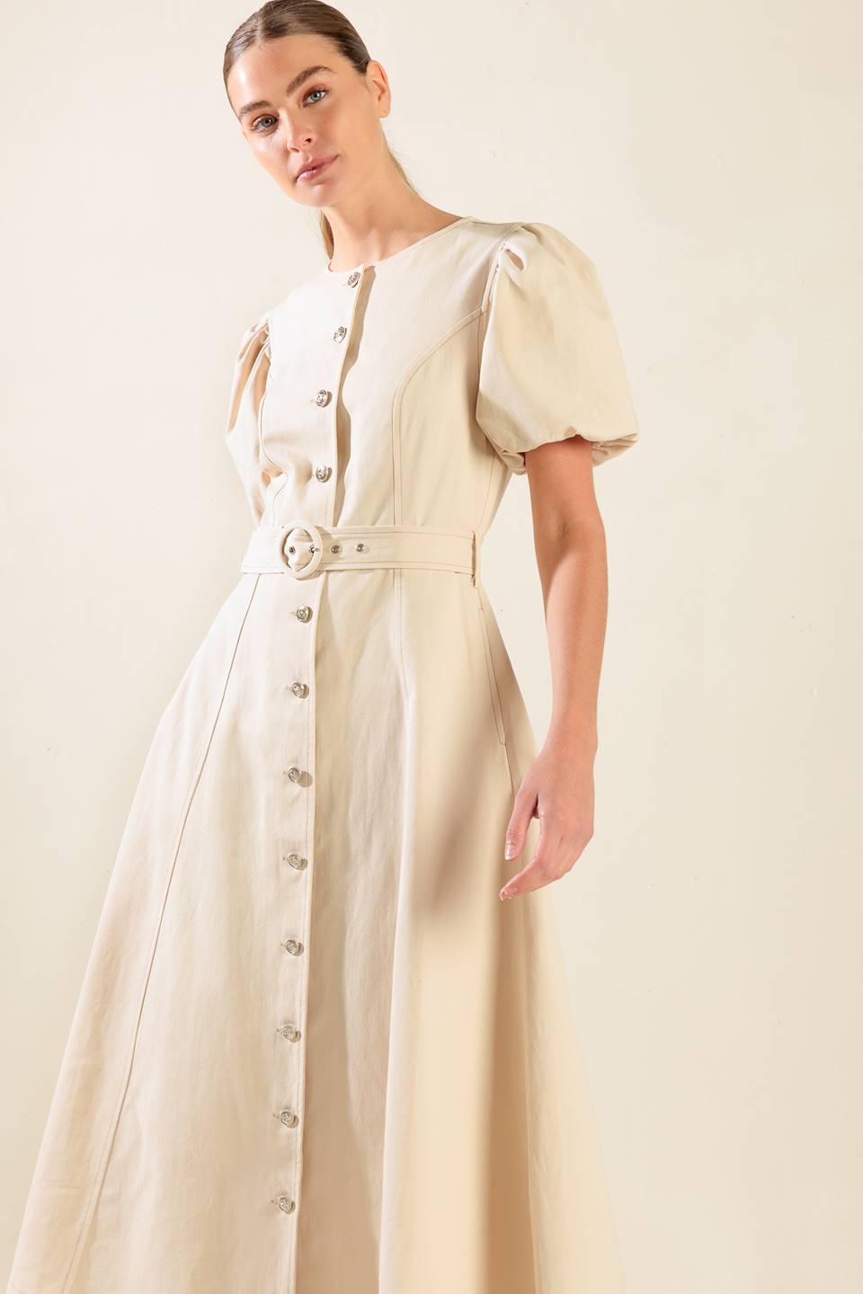 CAPTURED BY THE NIGHT TWILL MIDI DRESS Flying Tomato