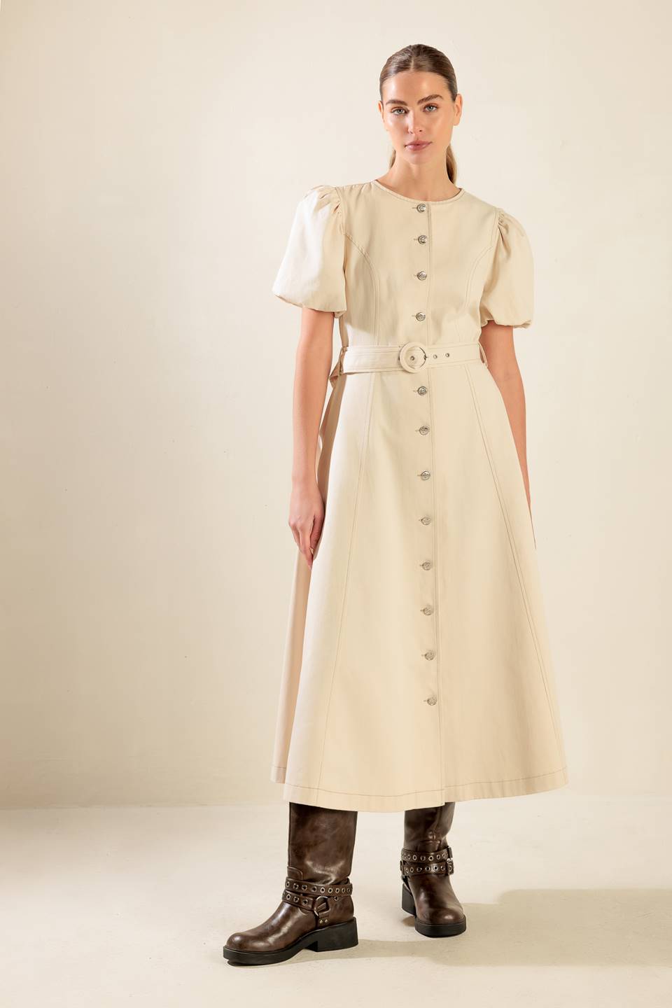 CAPTURED BY THE NIGHT TWILL MIDI DRESS Flying Tomato