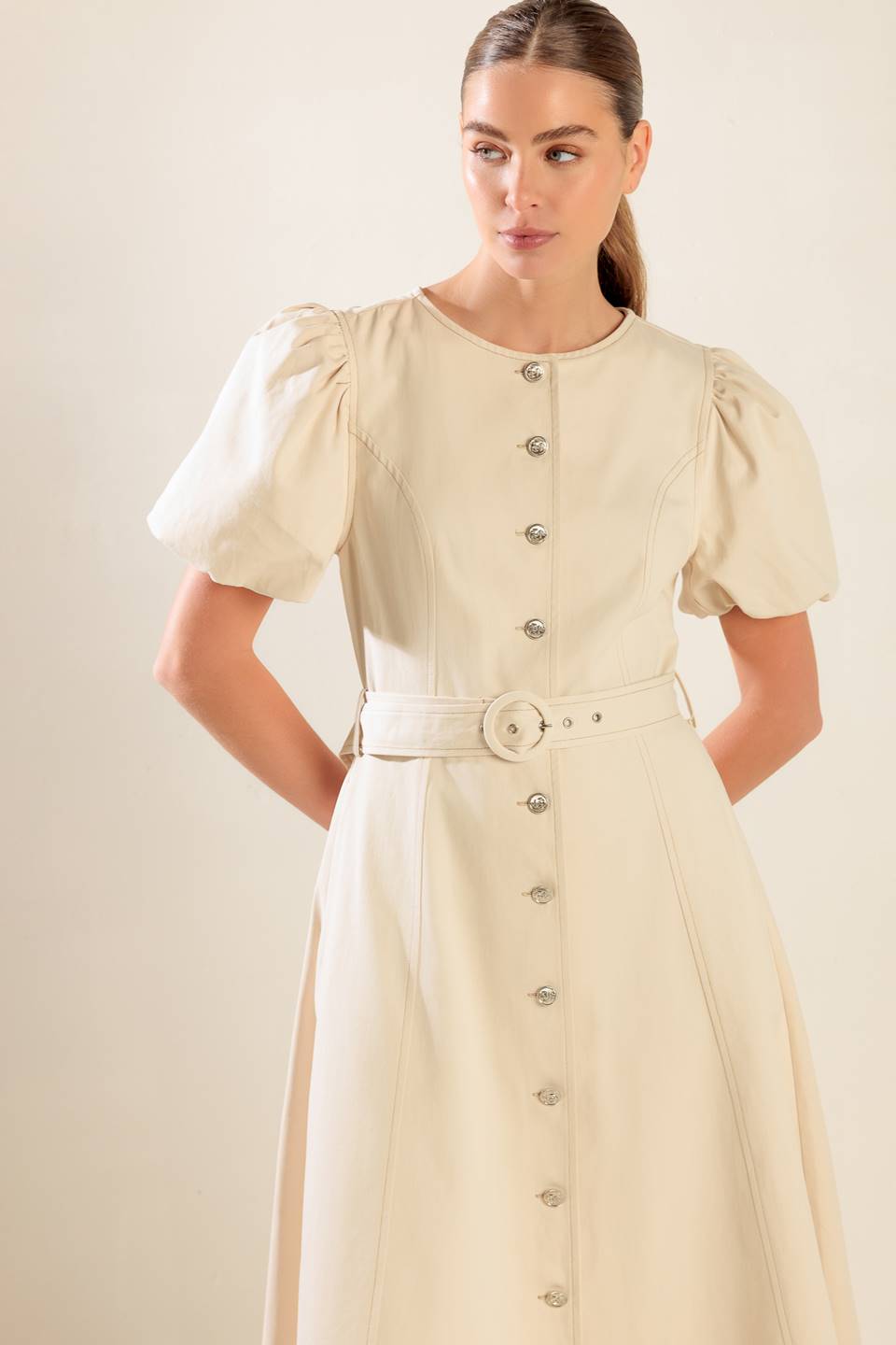 CAPTURED BY THE NIGHT TWILL MIDI DRESS Flying Tomato