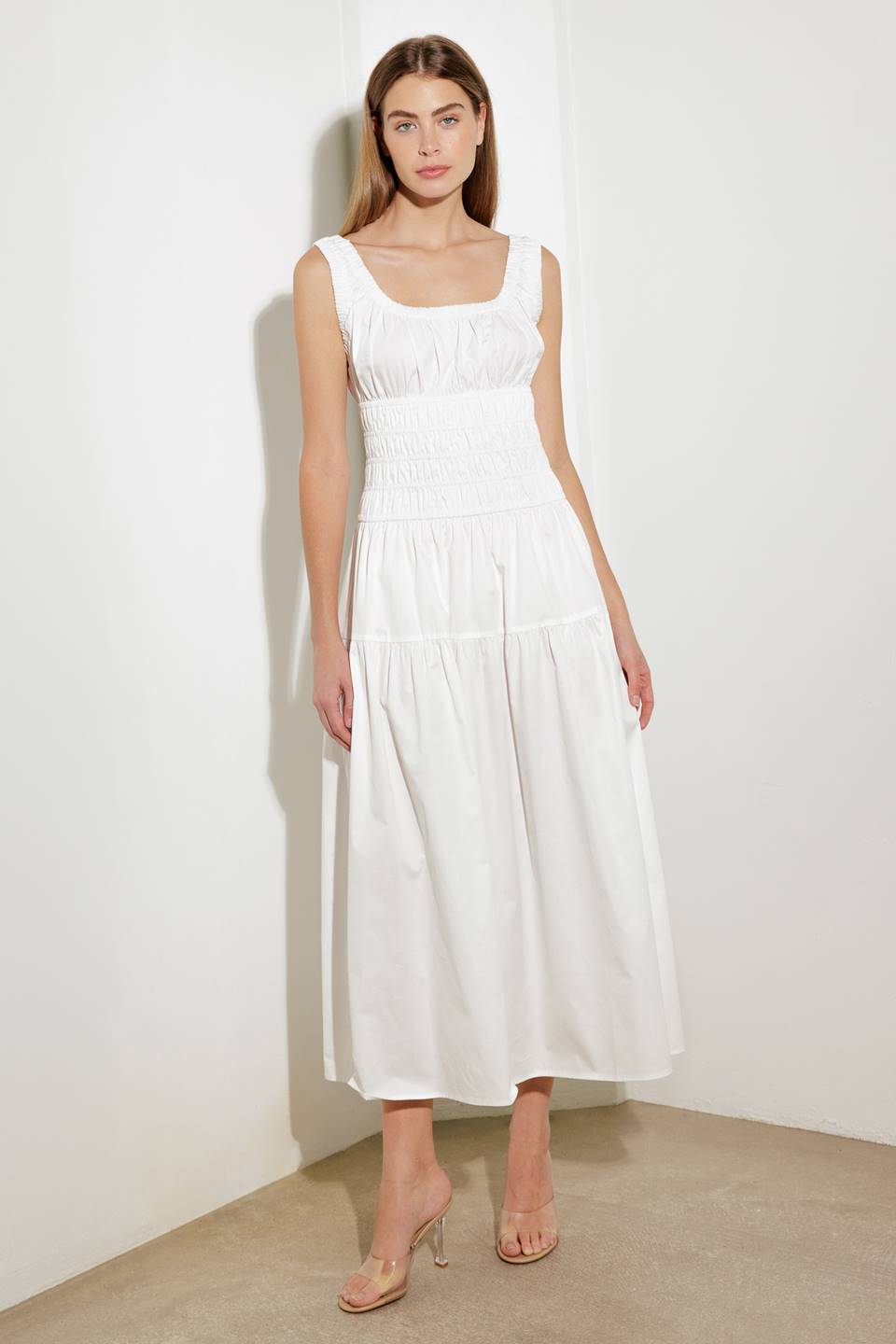 LOVELIEST LOOKS WHITE WOVEN MIDI DRESS Flying Tomato