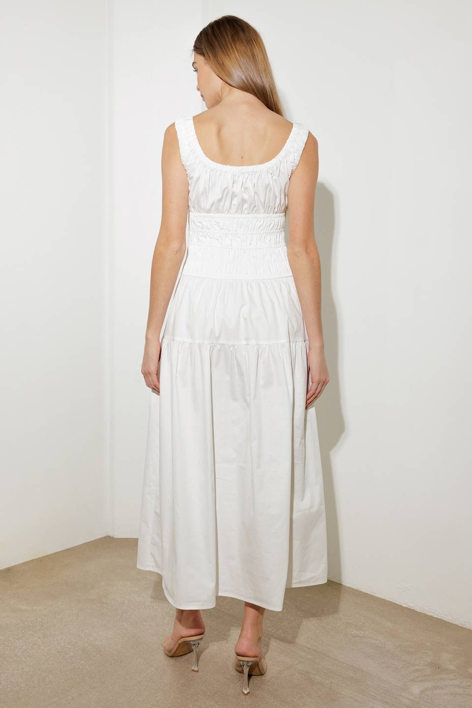 LOVELIEST LOOKS WHITE WOVEN MIDI DRESS Flying Tomato