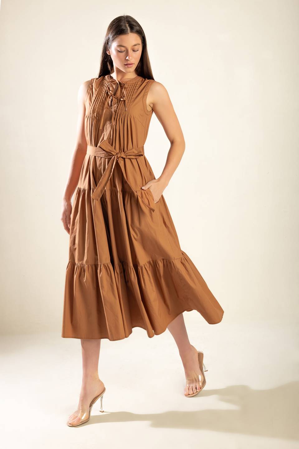 EVERYTHING I WANT WOVEN MIDI DRESS Flying Tomato