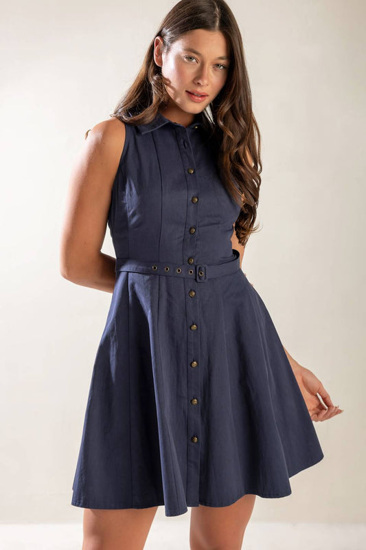 SLEEK STREET WOVEN MINI DRESS Flying Tomato