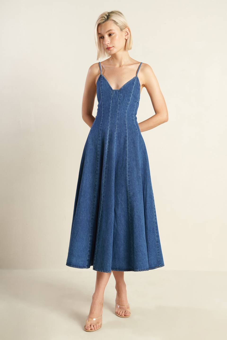 ROSEWOOD ROMANCE DENIM MIDI DRESS Flying Tomato