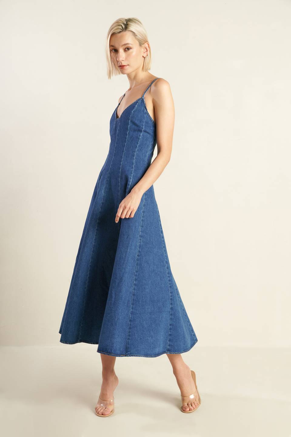 ROSEWOOD ROMANCE DENIM MIDI DRESS Flying Tomato
