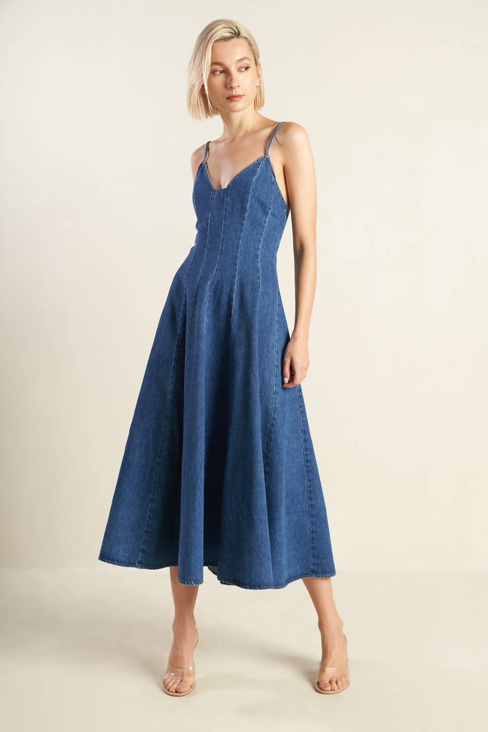ROSEWOOD ROMANCE DENIM MIDI DRESS Flying Tomato