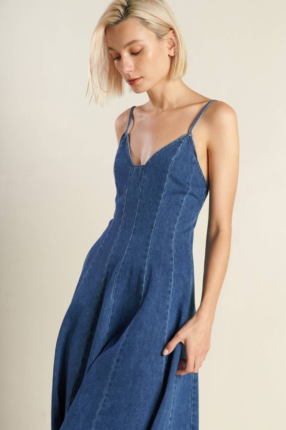 ROSEWOOD ROMANCE DENIM MIDI DRESS Flying Tomato