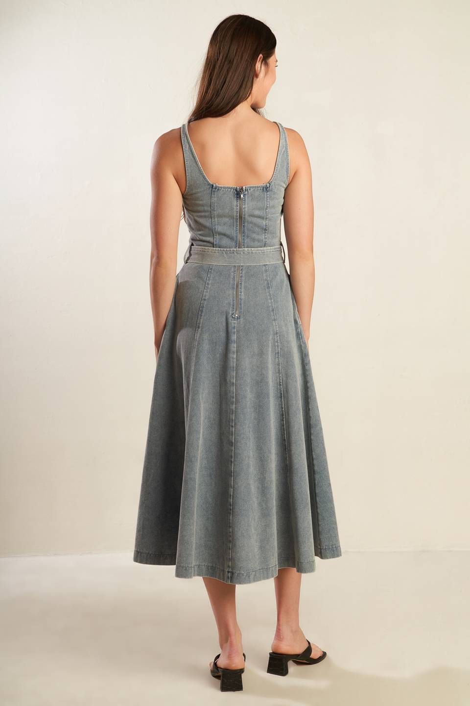 A DAY AT THE VINEYARD DENIM MIDI DRESS Flying Tomato