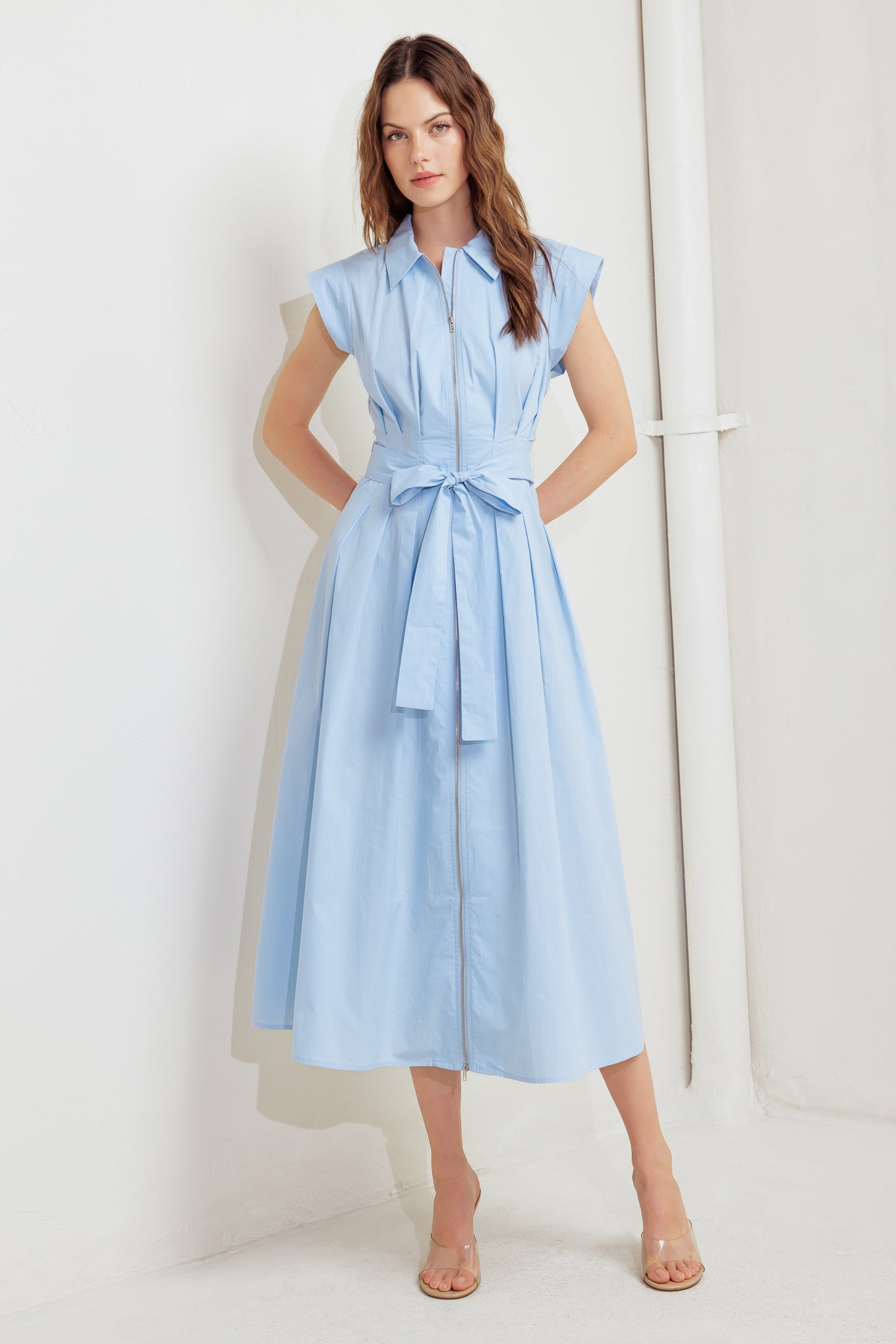 BLUE SERENITY WOVEN MIDI DRESS Flying Tomato