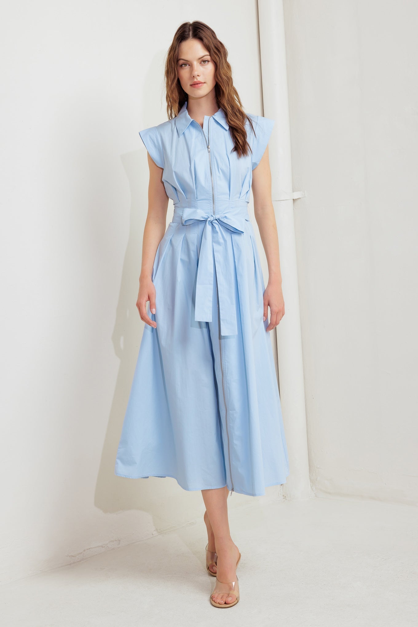 BLUE SERENITY WOVEN MIDI DRESS Flying Tomato