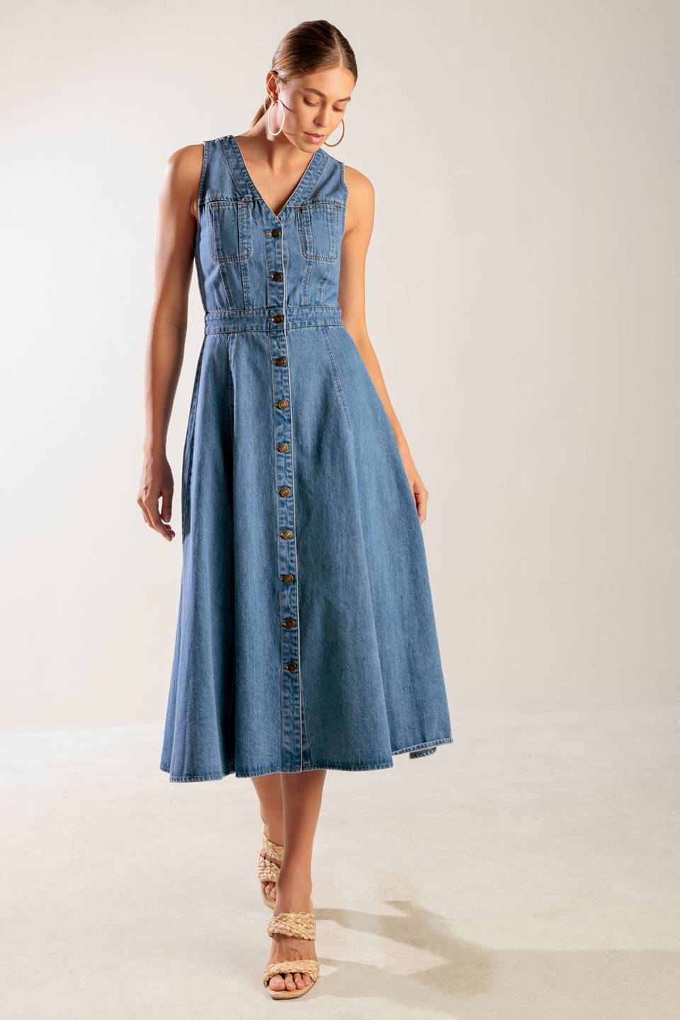 THE JOURNEY BEGINS BLUE DENIM MIDI DRESS Flying Tomato