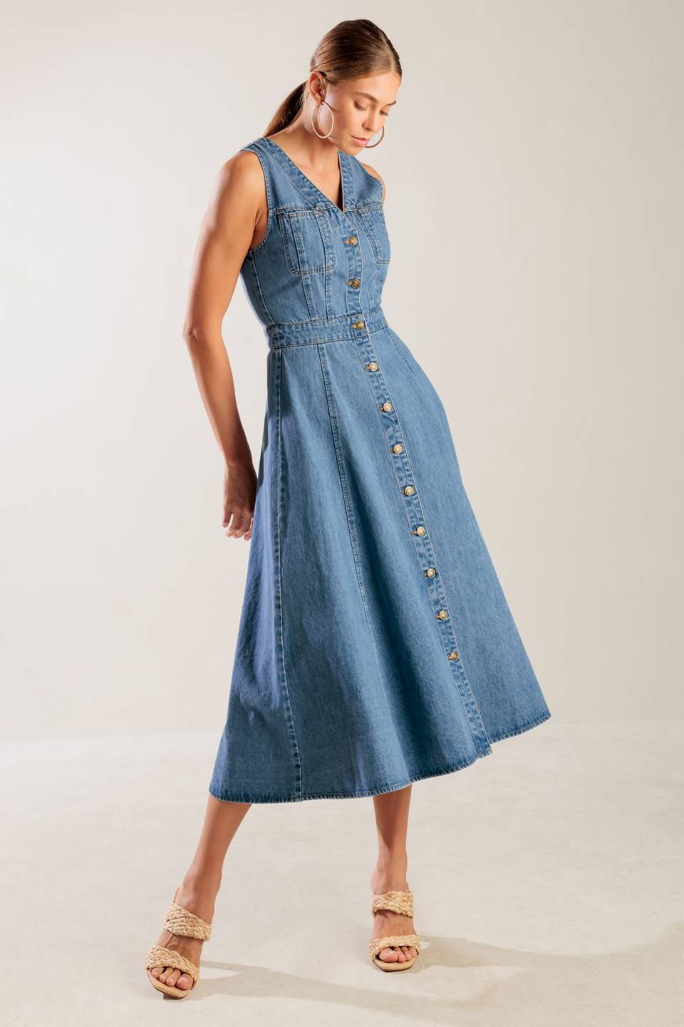 THE JOURNEY BEGINS BLUE DENIM MIDI DRESS Flying Tomato