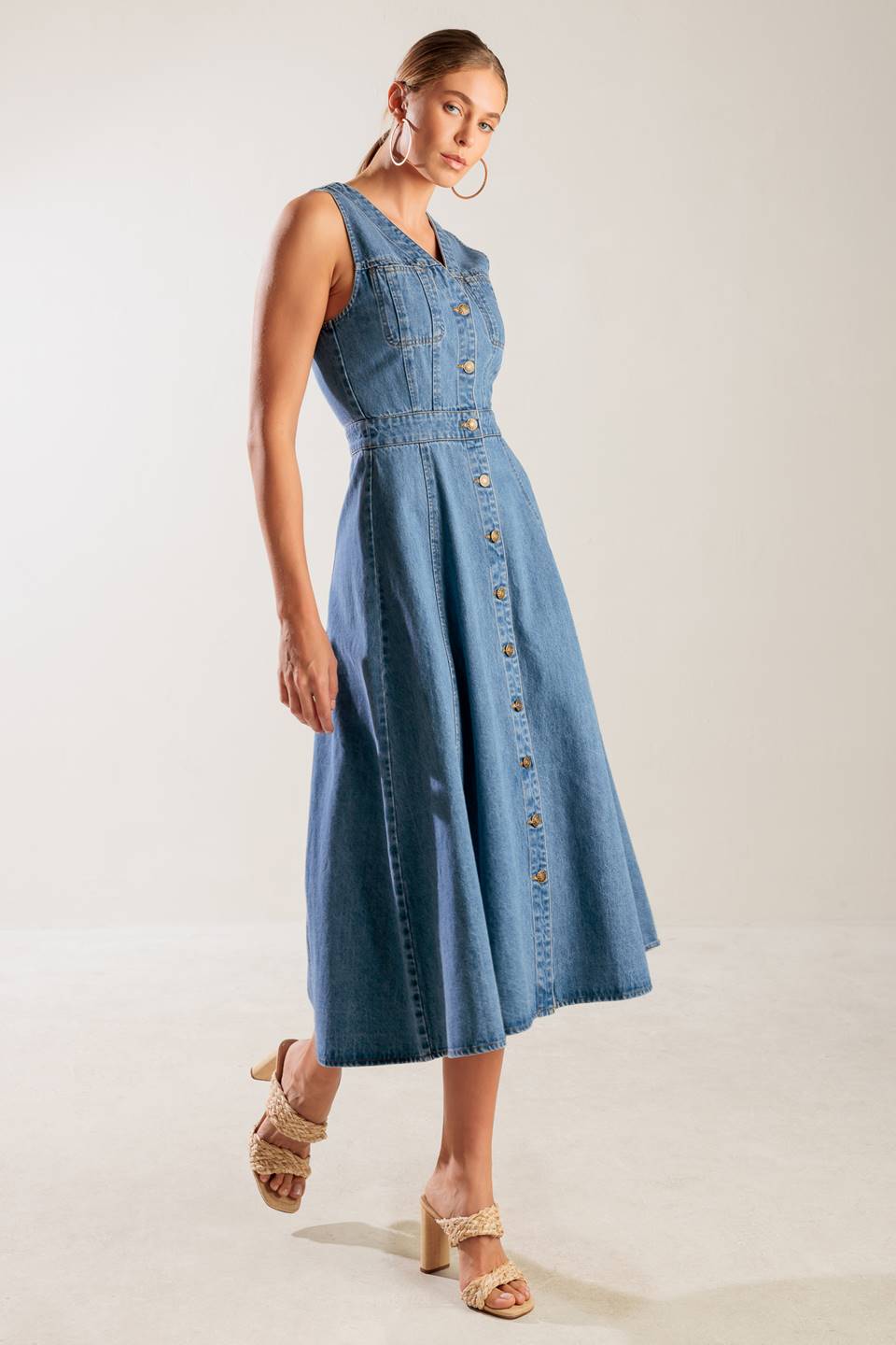THE JOURNEY BEGINS BLUE DENIM MIDI DRESS Flying Tomato