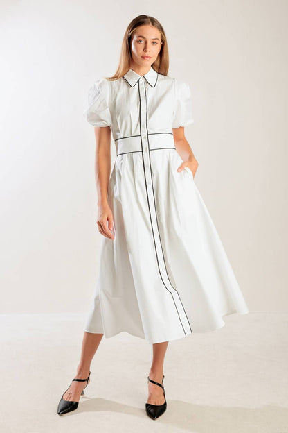 IN THE BREEZE WHITE WOVEN MIDI DRESS