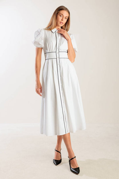 IN THE BREEZE WHITE WOVEN MIDI DRESS