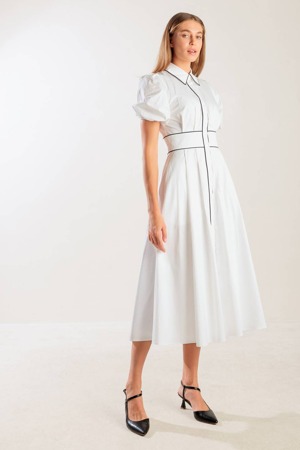 IN THE BREEZE WHITE WOVEN MIDI DRESS