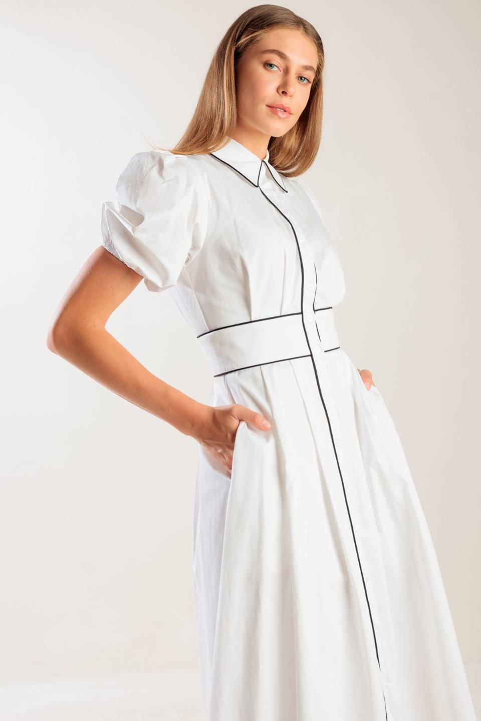 IN THE BREEZE WHITE WOVEN MIDI DRESS