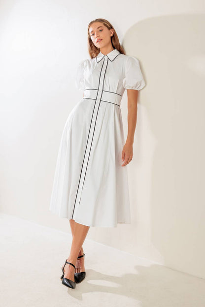 IN THE BREEZE WHITE WOVEN MIDI DRESS