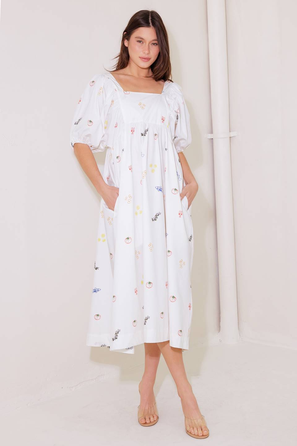 THE WORLD IS YOURS WOVEN MIDI DRESS Flying Tomato