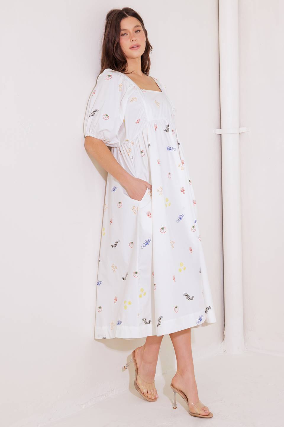 THE WORLD IS YOURS WOVEN MIDI DRESS Flying Tomato