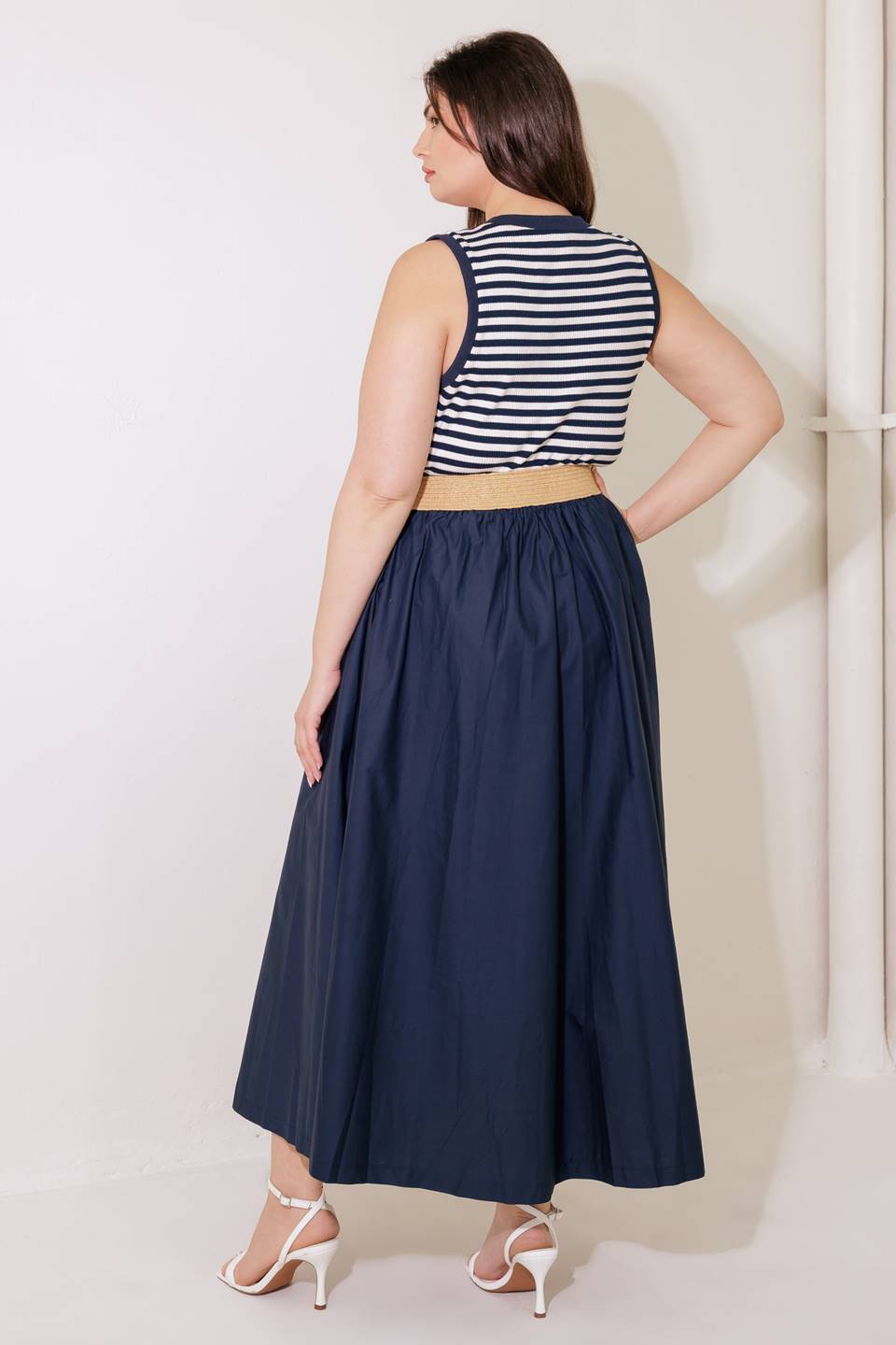 LIFE IN A FLASH SWEATER WOVEN MIDI DRESS