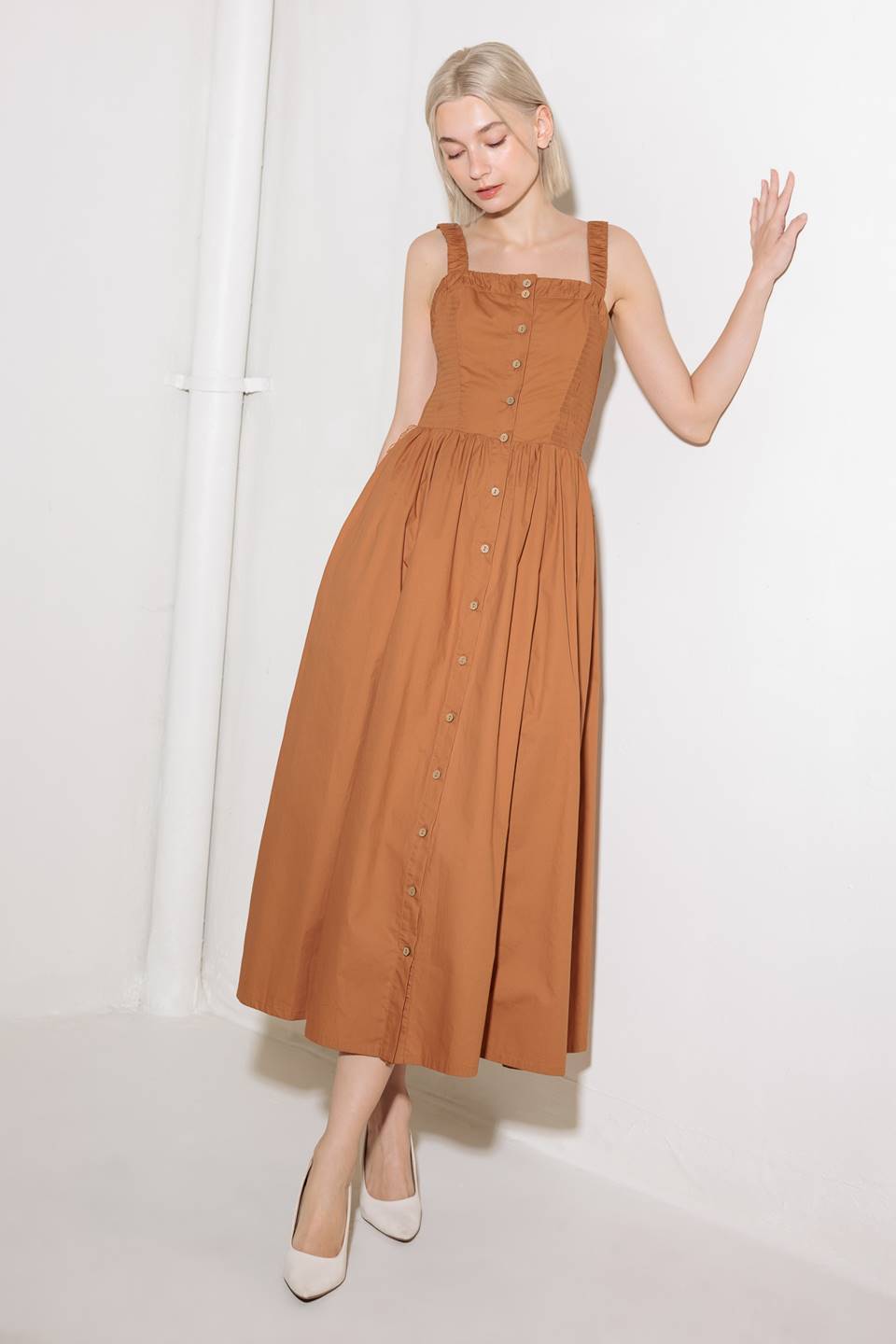 SOAK IN THE SUNSET WOVEN MIDI DRESS Flying Tomato