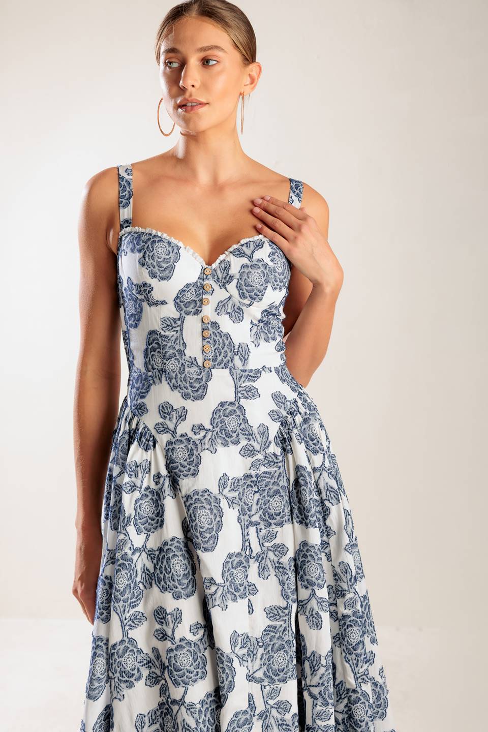 EXPLORING NEW INTERESTS WOVEN MIDI DRESS Flying Tomato