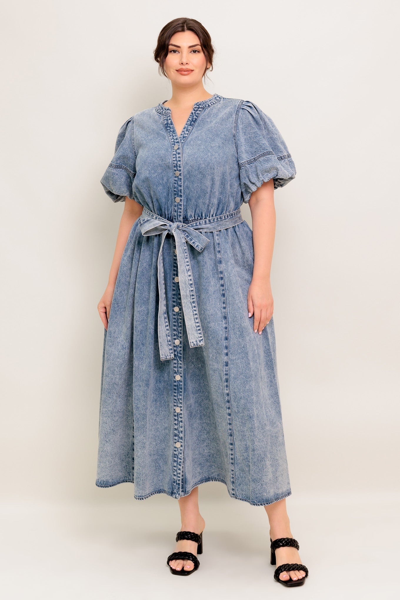BAREFORM LIGHT DENIM MIDI DRESS Flying Tomato