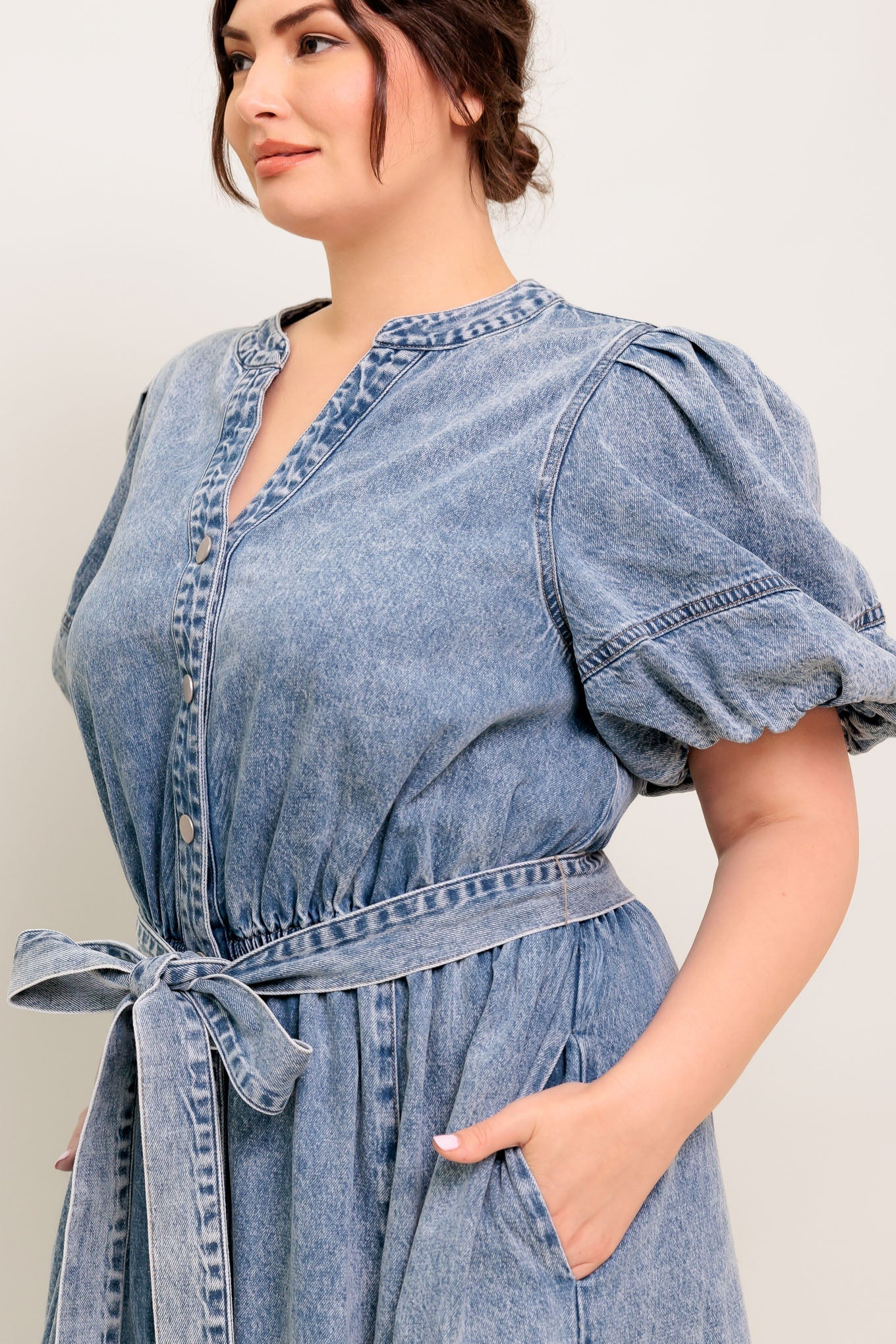 BAREFORM LIGHT DENIM MIDI DRESS Flying Tomato