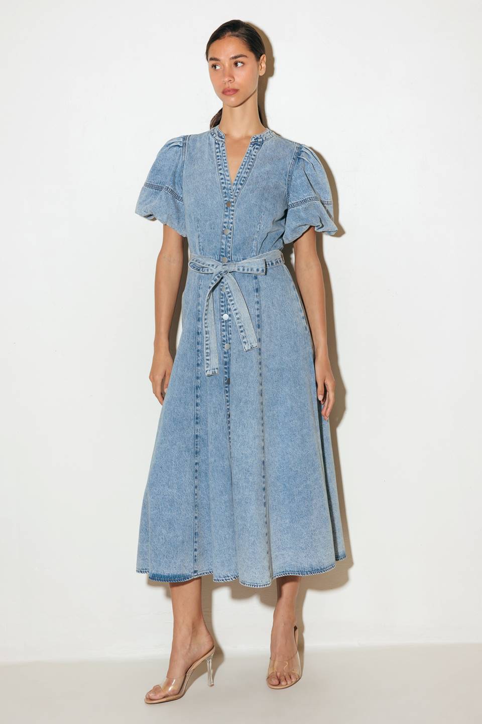 BAREFORM LIGHT DENIM MIDI DRESS Flying Tomato