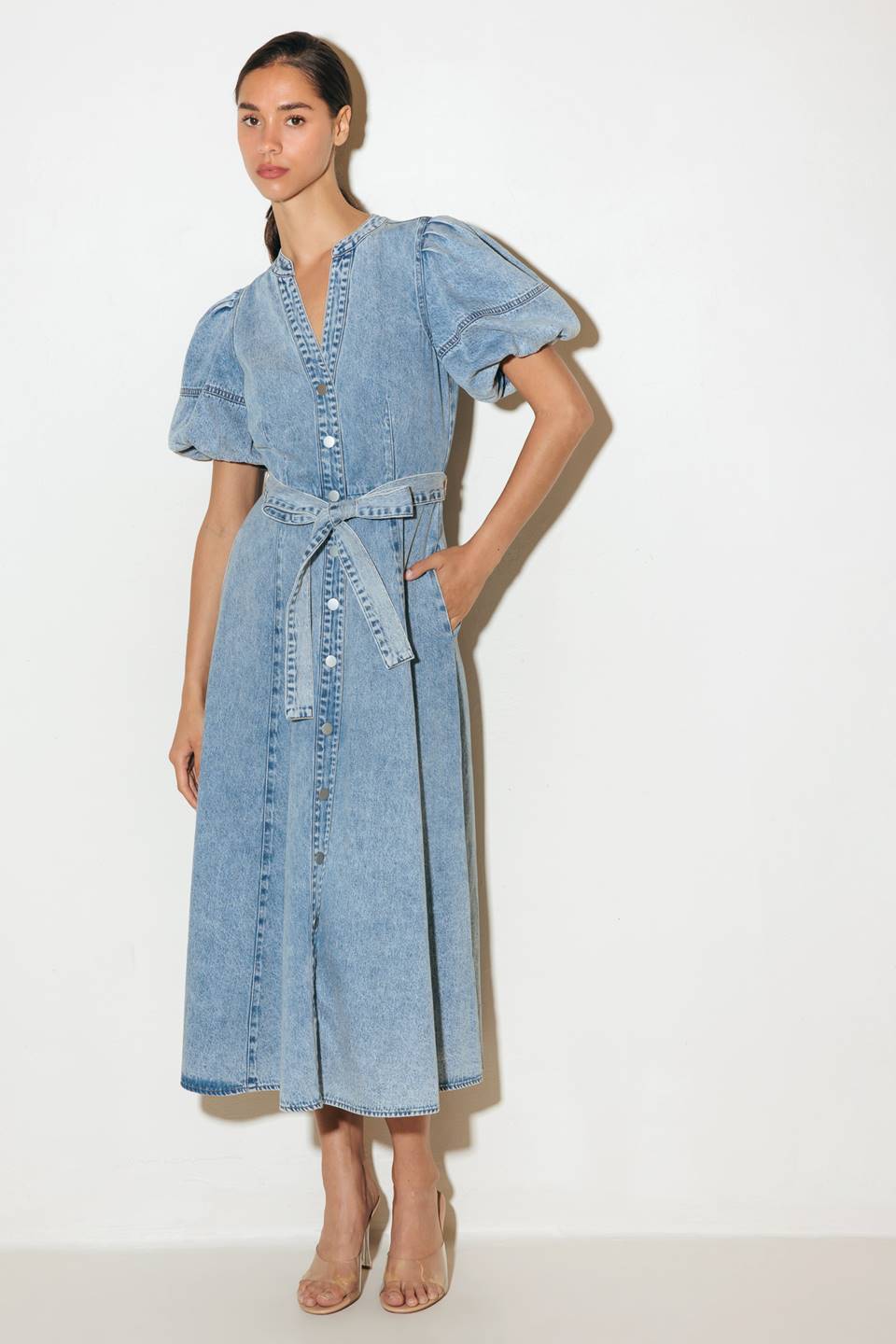 BAREFORM LIGHT DENIM MIDI DRESS Flying Tomato