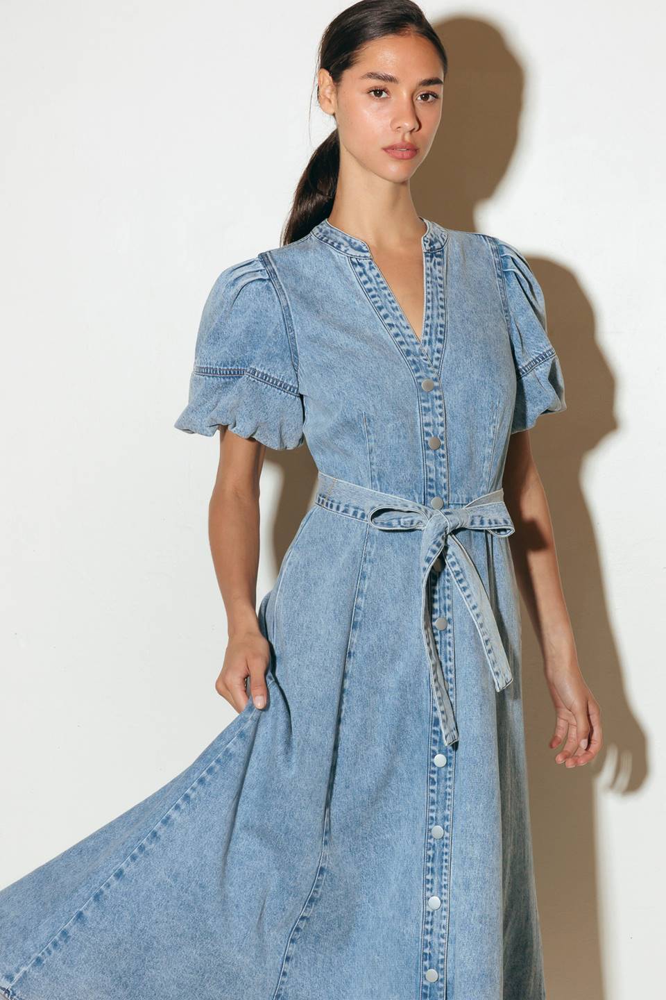 BAREFORM LIGHT DENIM MIDI DRESS Flying Tomato