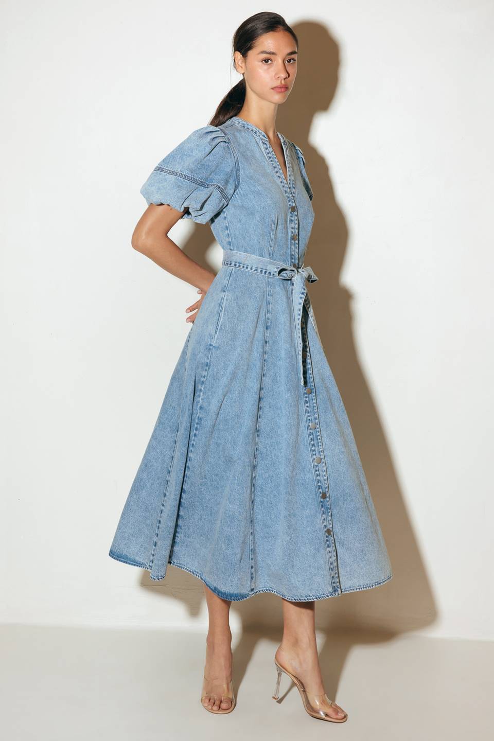 BAREFORM LIGHT DENIM MIDI DRESS Flying Tomato