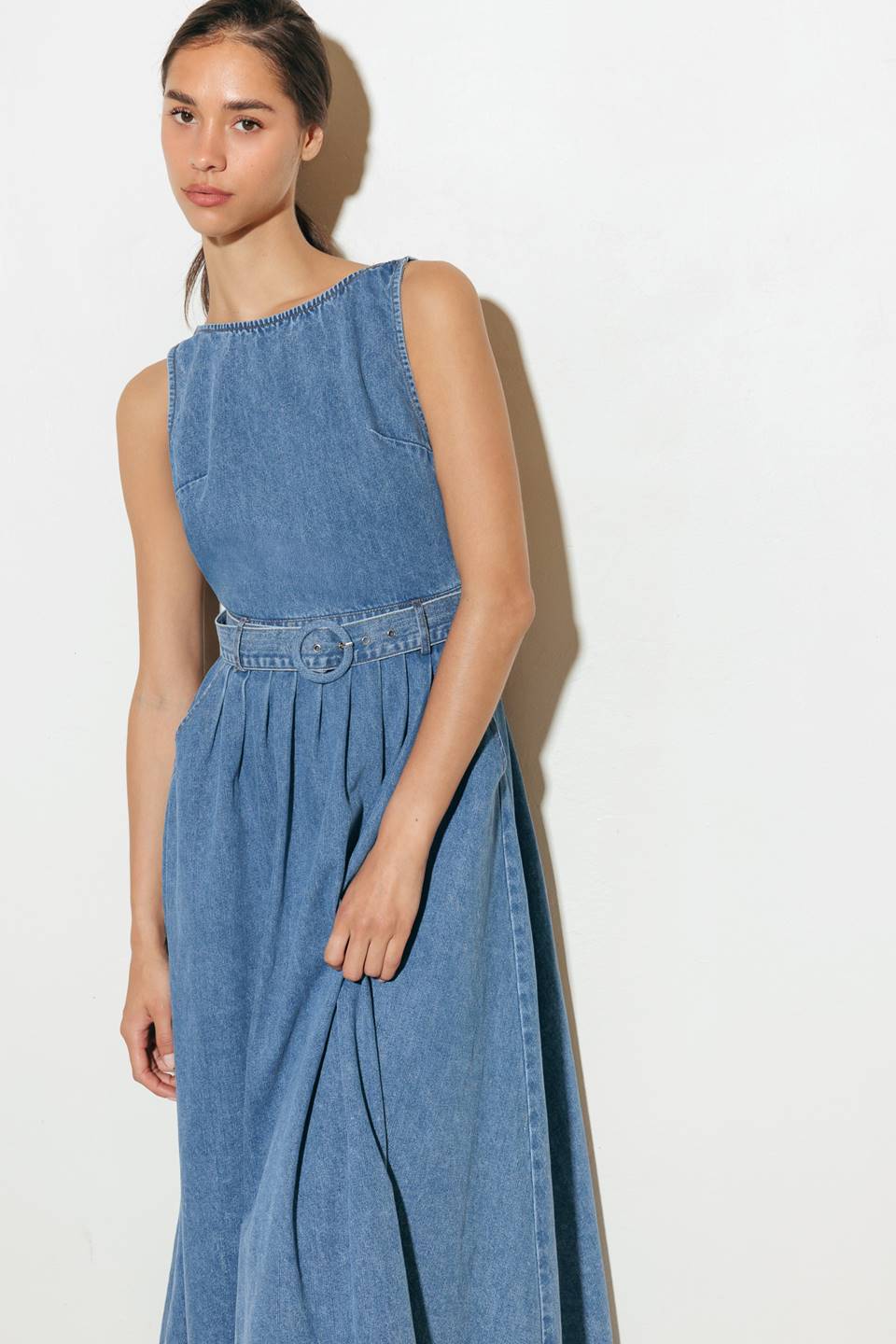 LAVENDER FIELDS DENIM MIDI DRESS Flying Tomato