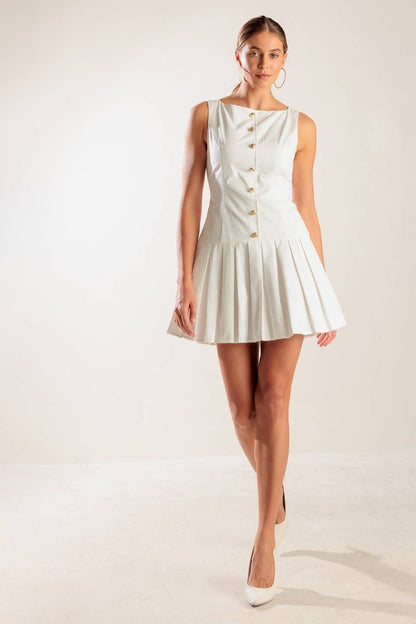 NO COMPARISON WHITE WOVEN MINI DRESS