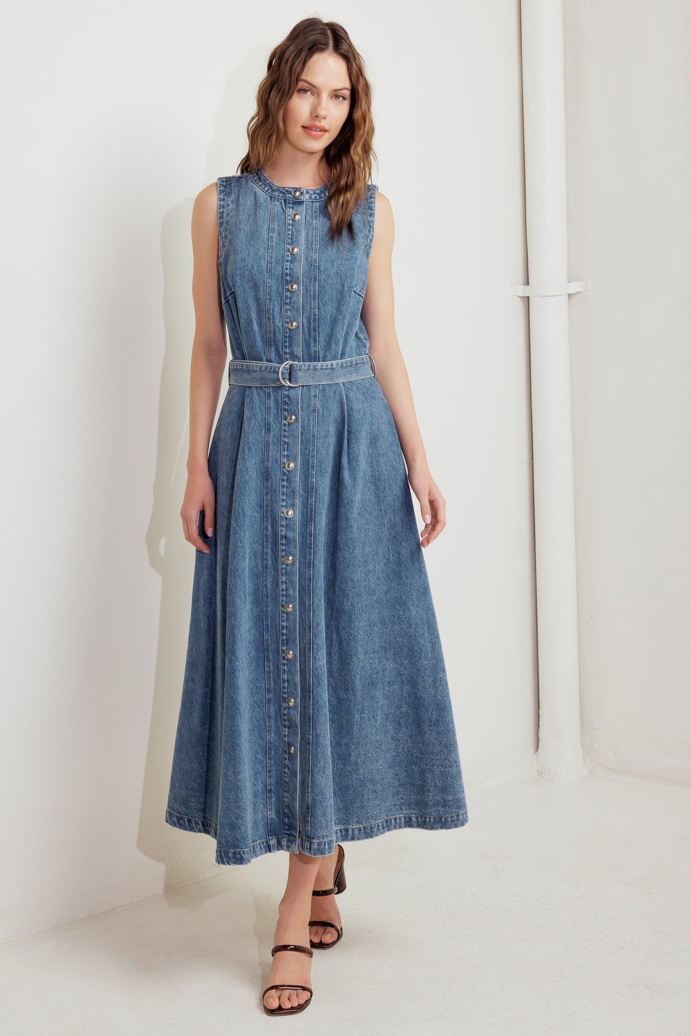 MIDNIGHT RODEO DENIM MIDI DRESS Flying Tomato