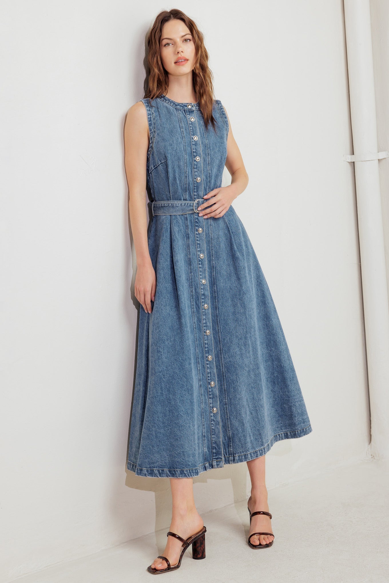 MIDNIGHT RODEO DENIM MIDI DRESS Flying Tomato