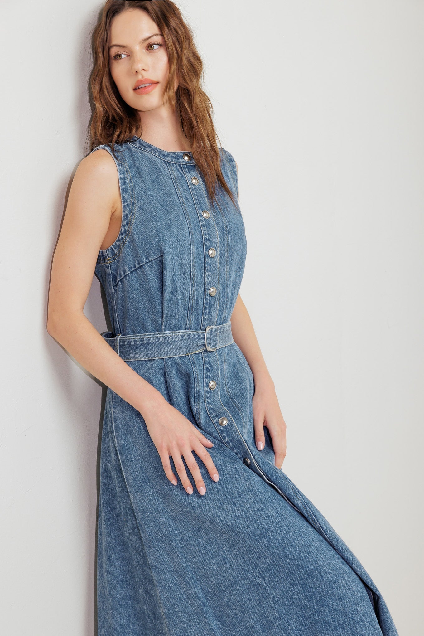 MIDNIGHT RODEO DENIM MIDI DRESS Flying Tomato