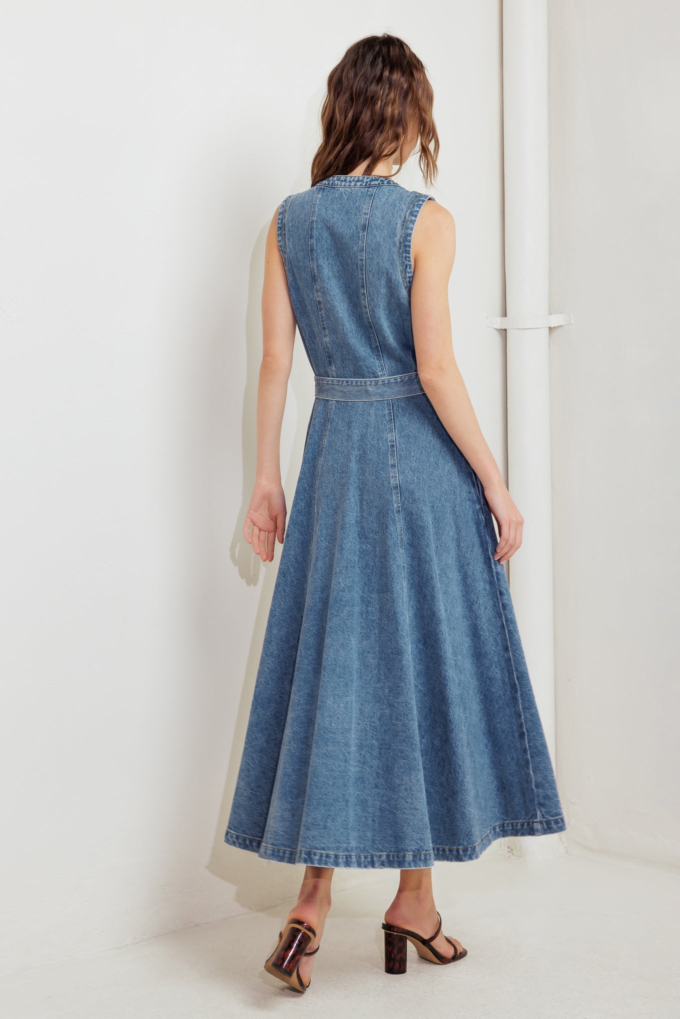 MIDNIGHT RODEO DENIM MIDI DRESS Flying Tomato