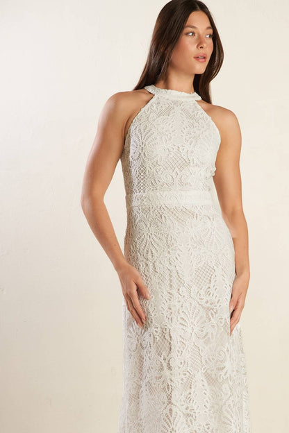 Catching Dreams Woven Lace Midi Dress for Elegant Style