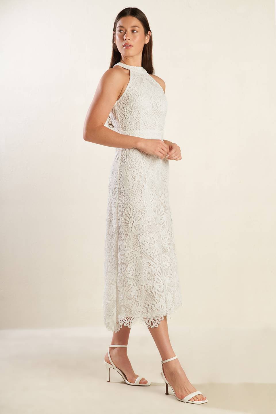 Catching Dreams Woven Lace Midi Dress for Elegant Style