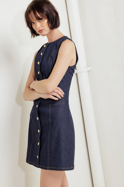 INDIGO AVENUE DENIM MINI DRESS